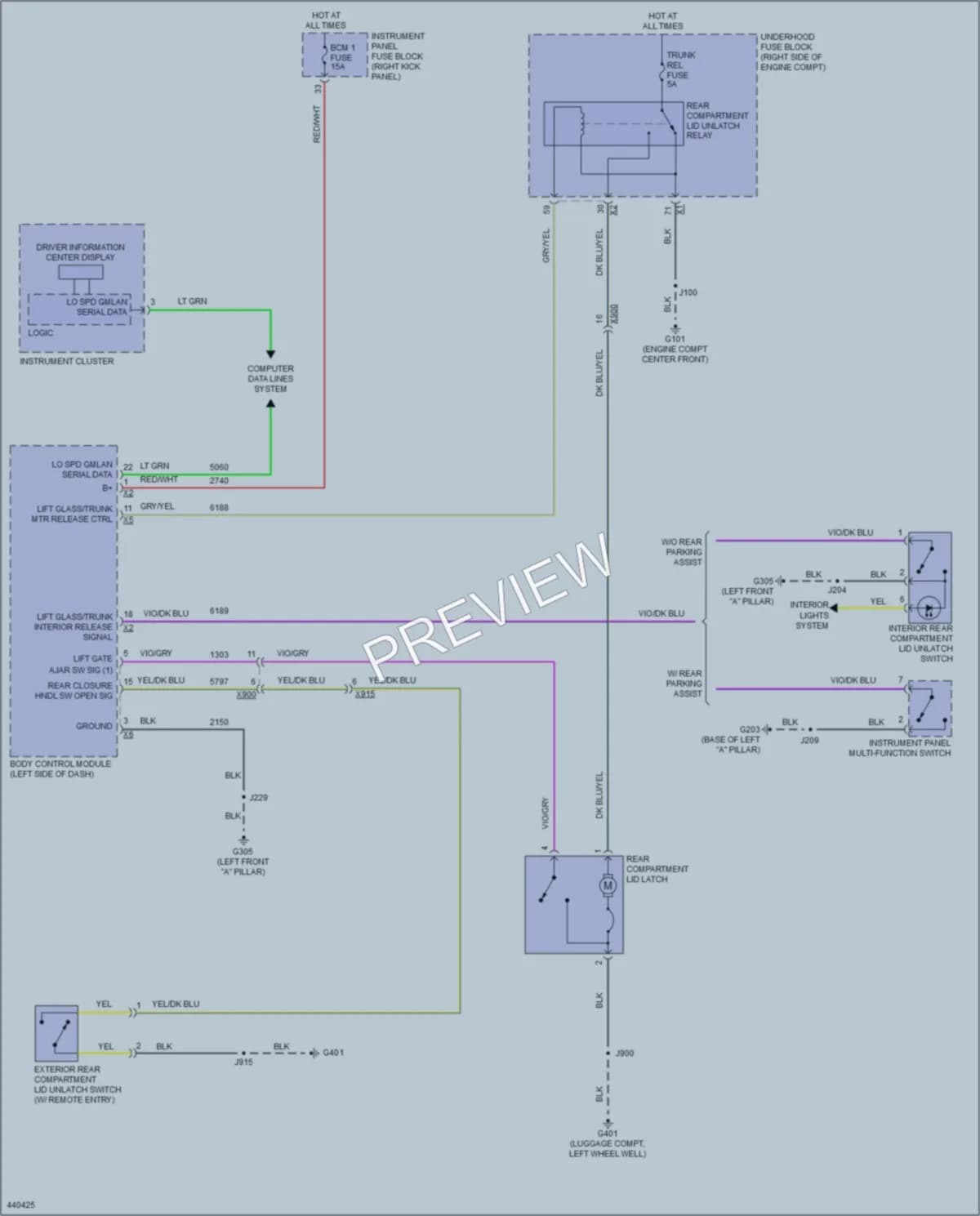 2014 Chevrolet Impala Trunk Tailgate Fuel Door wiring diagram preview
