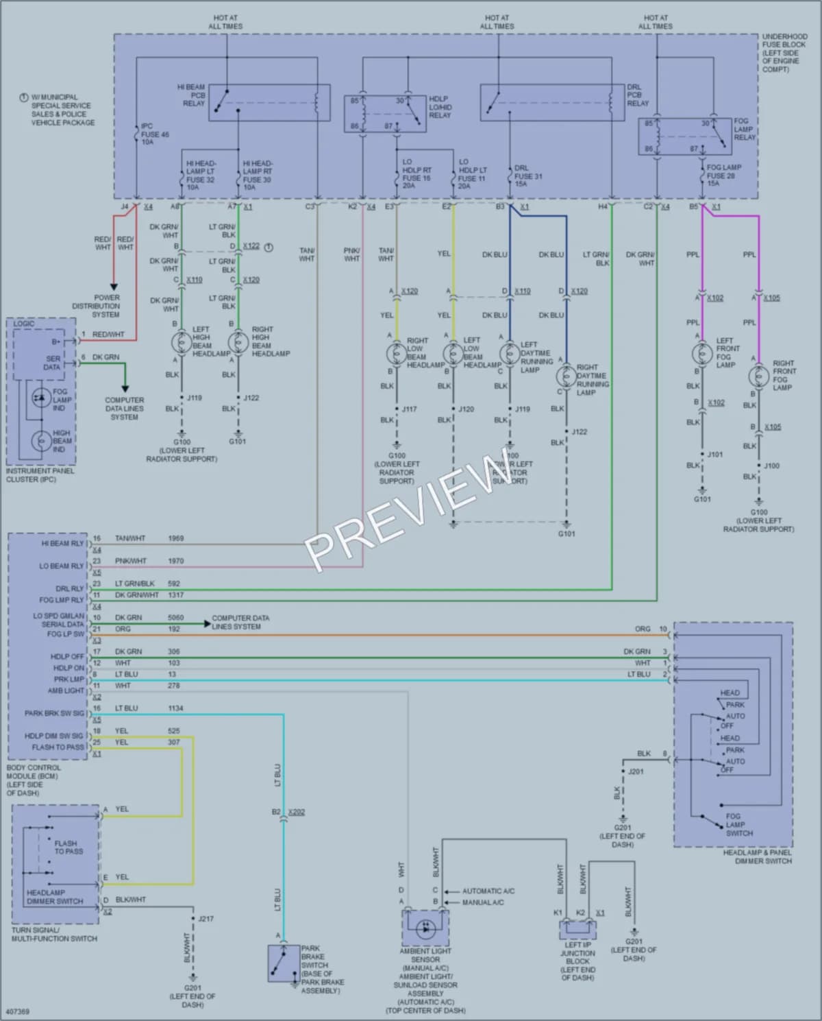 2014 Chevrolet K1500Suburban Headlights wiring diagram preview