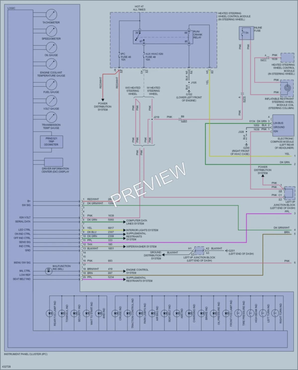 2014 Chevrolet K1500Suburban Instrument Cluster wiring diagram preview