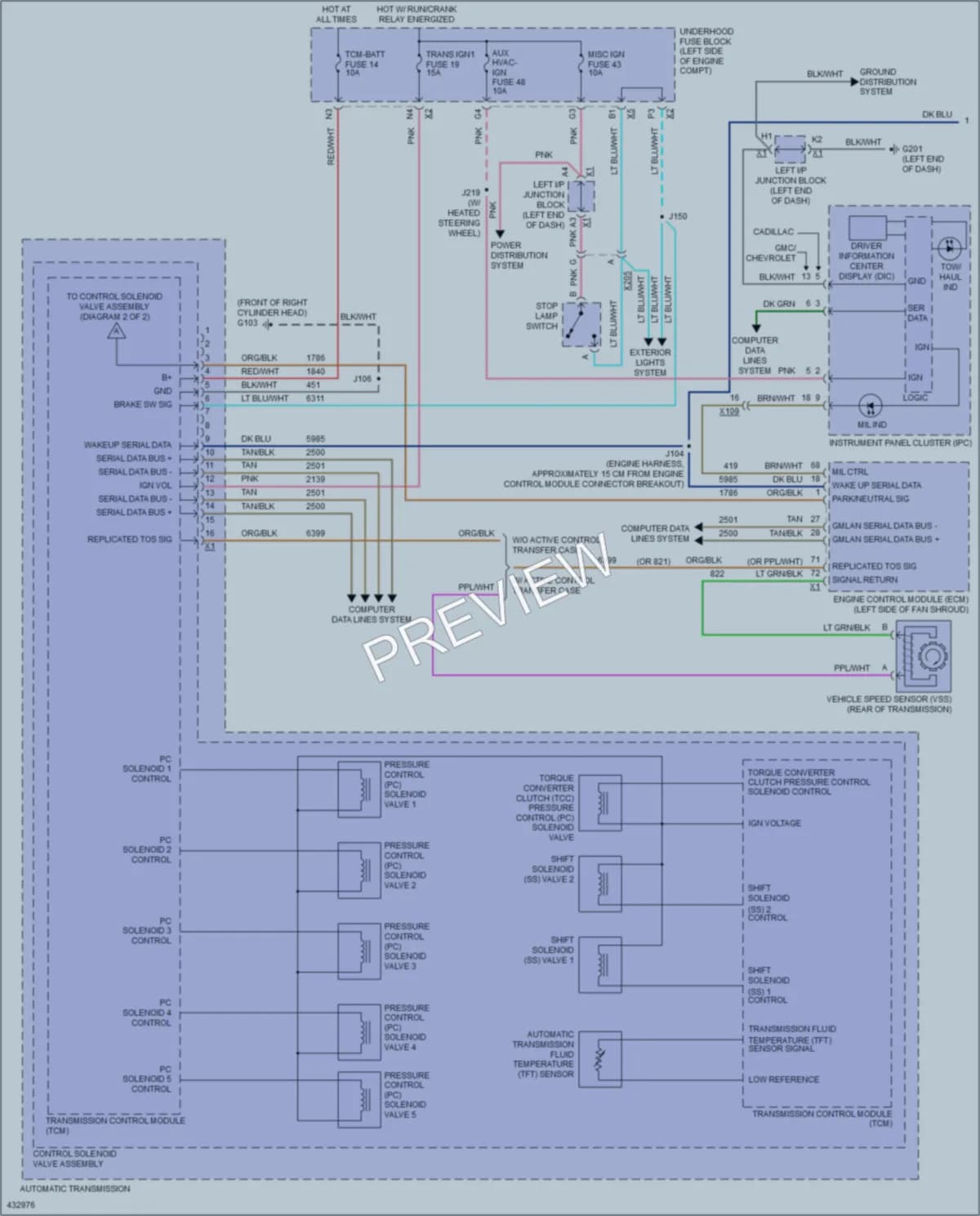 2014 Chevrolet K1500Suburban Transmission wiring diagram preview