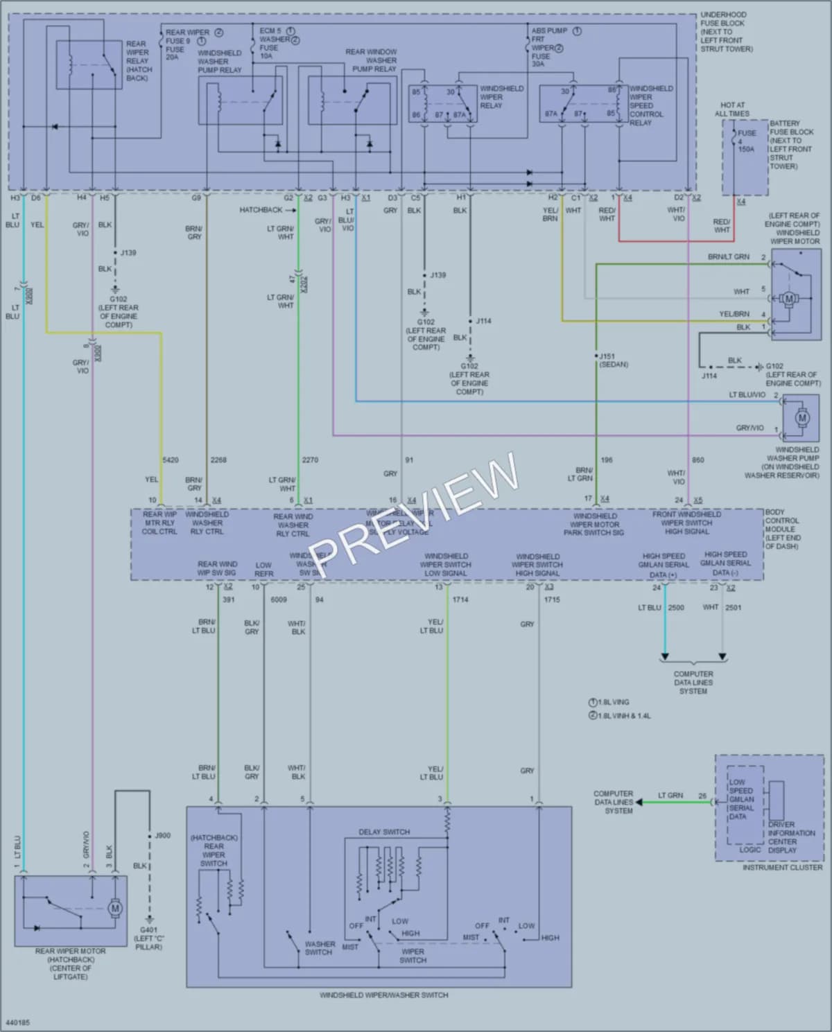 2014 Chevrolet Sonic Wiper Washer wiring diagram preview