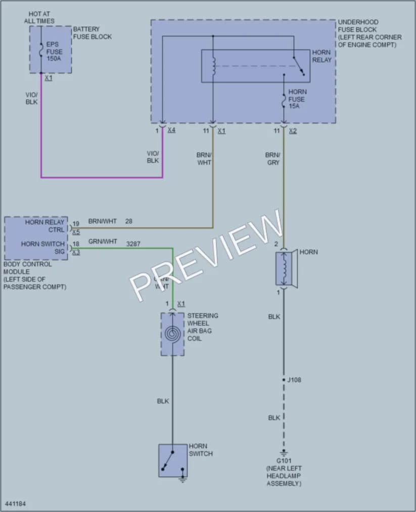 2014 Chevrolet SparkEV Horn wiring diagram preview