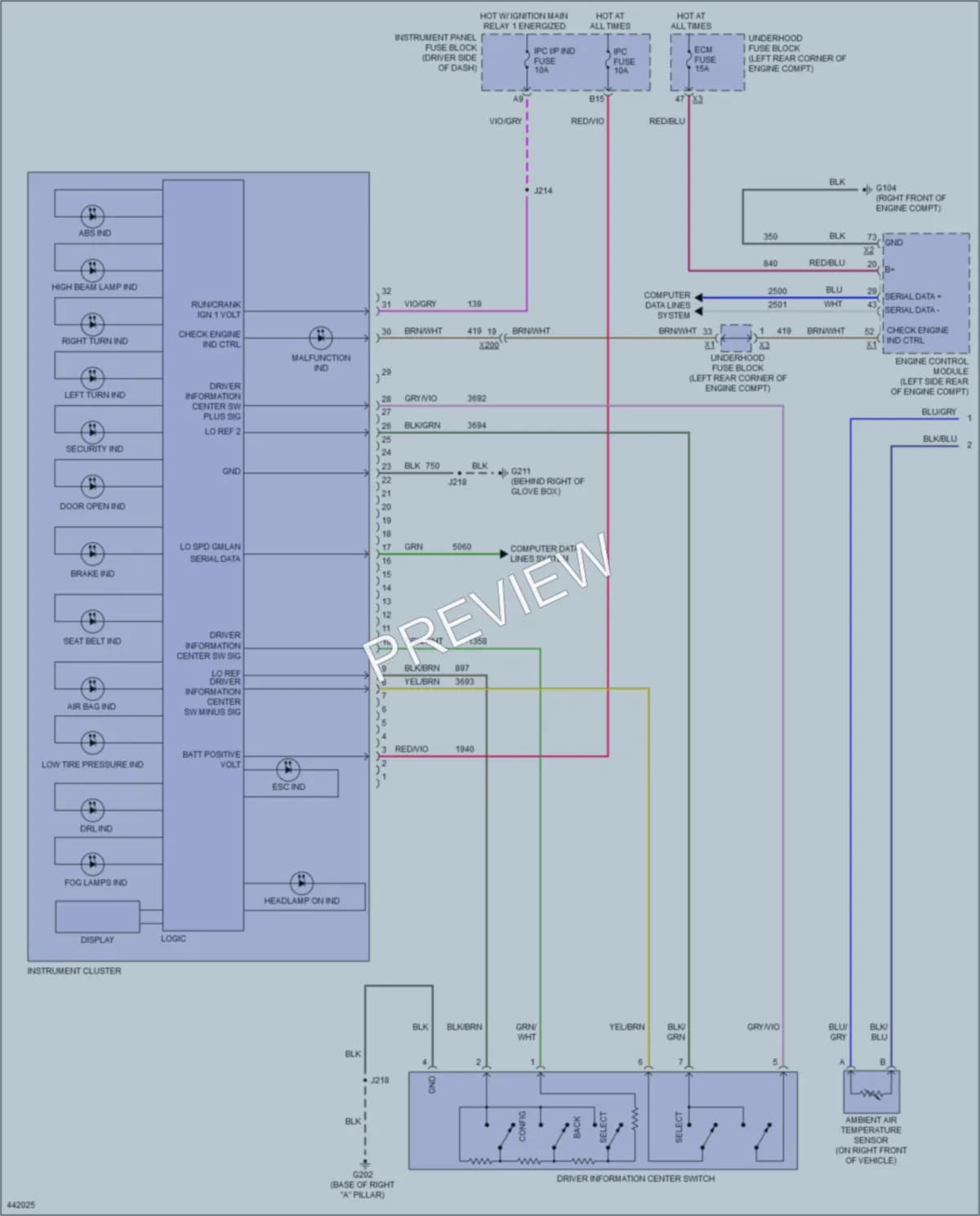 2014 Chevrolet SparkEV Instrument Cluster wiring diagram preview