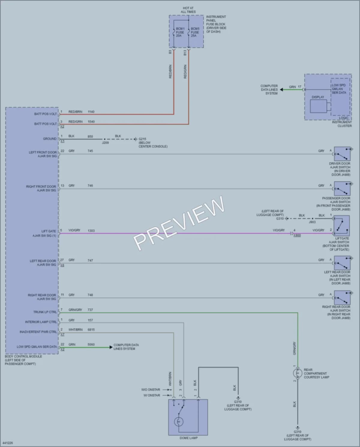 2014 Chevrolet SparkEV Interior Lights wiring diagram preview