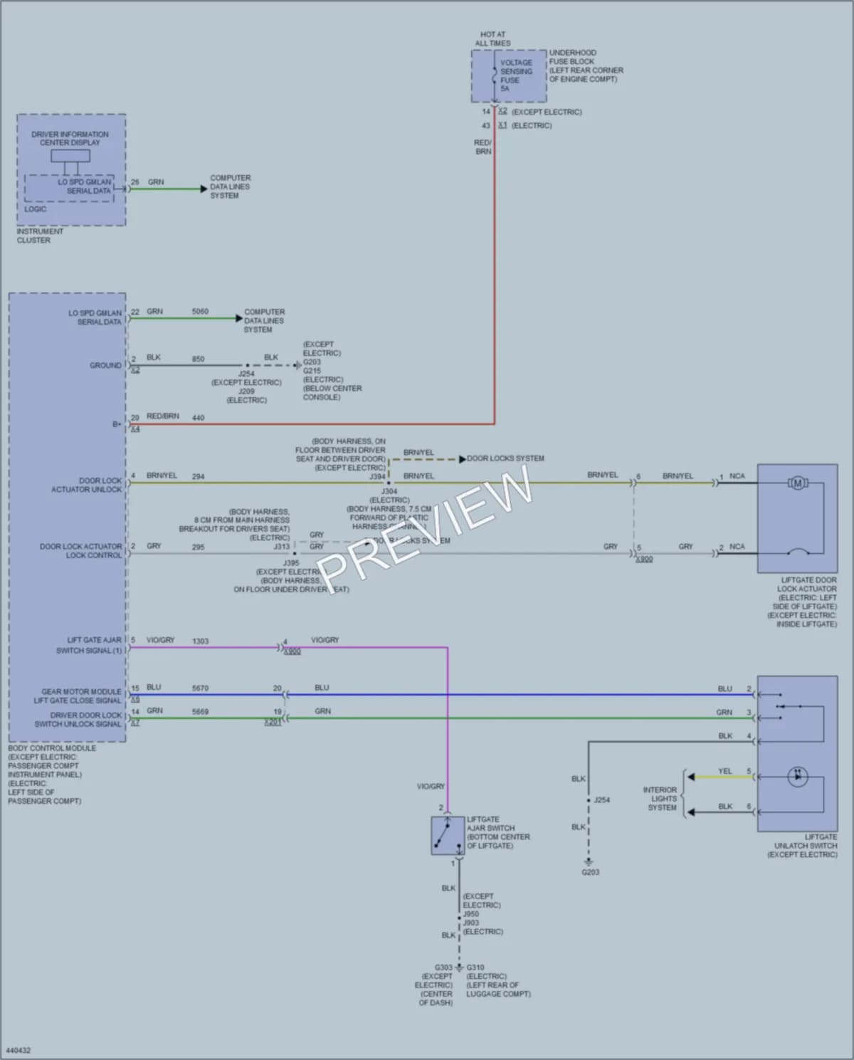2014 Chevrolet SparkEV Trunk Tailgate Fuel Door wiring diagram preview