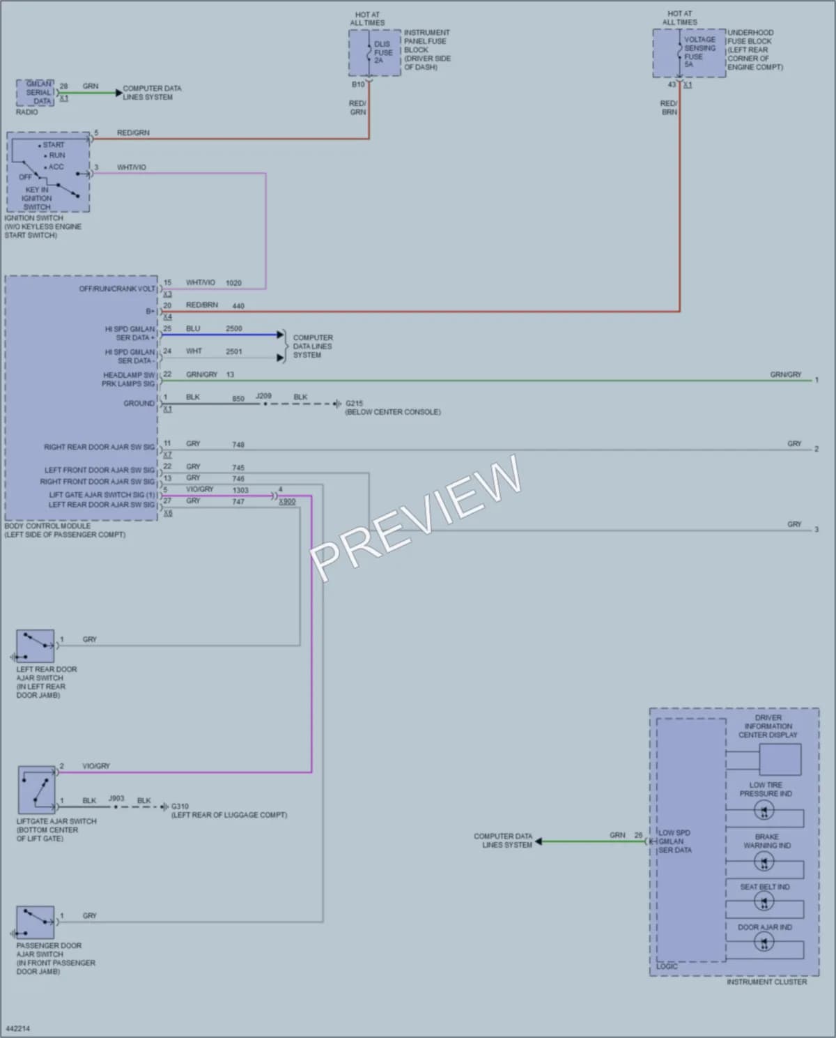 2014 Chevrolet SparkEV Warning Systems wiring diagram preview