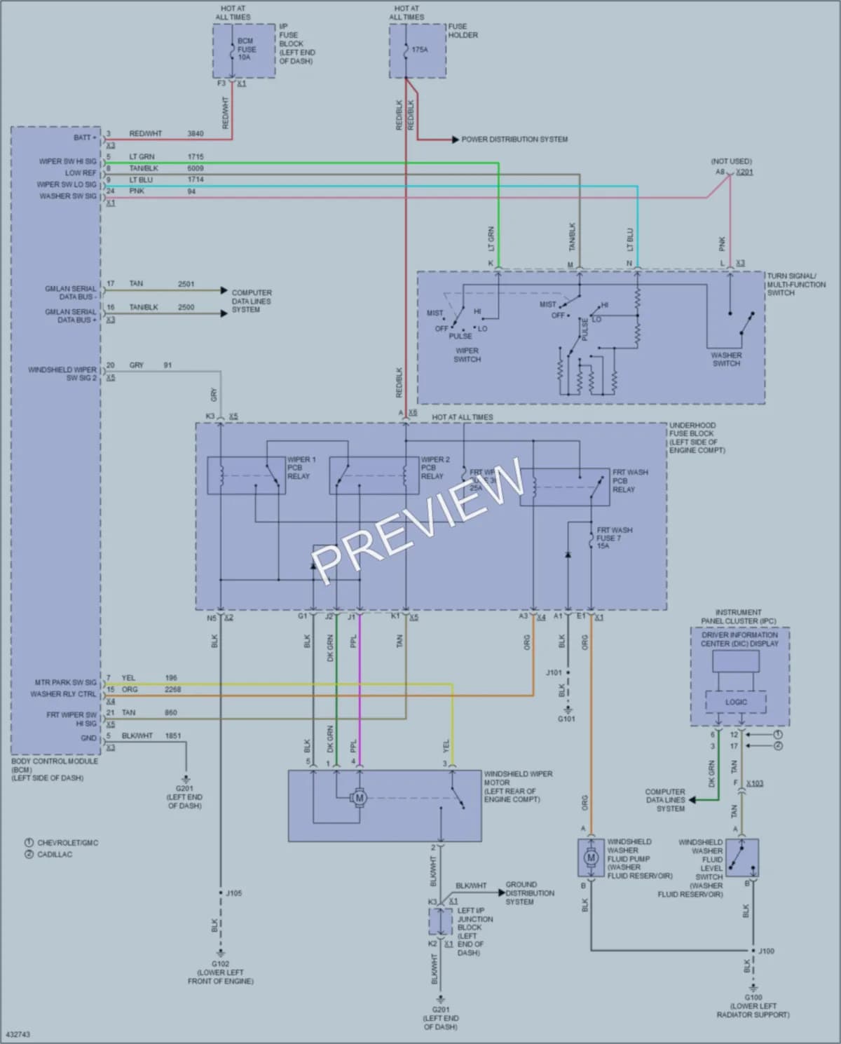 2014 Chevrolet Tahoe Wiper Washer wiring diagram preview