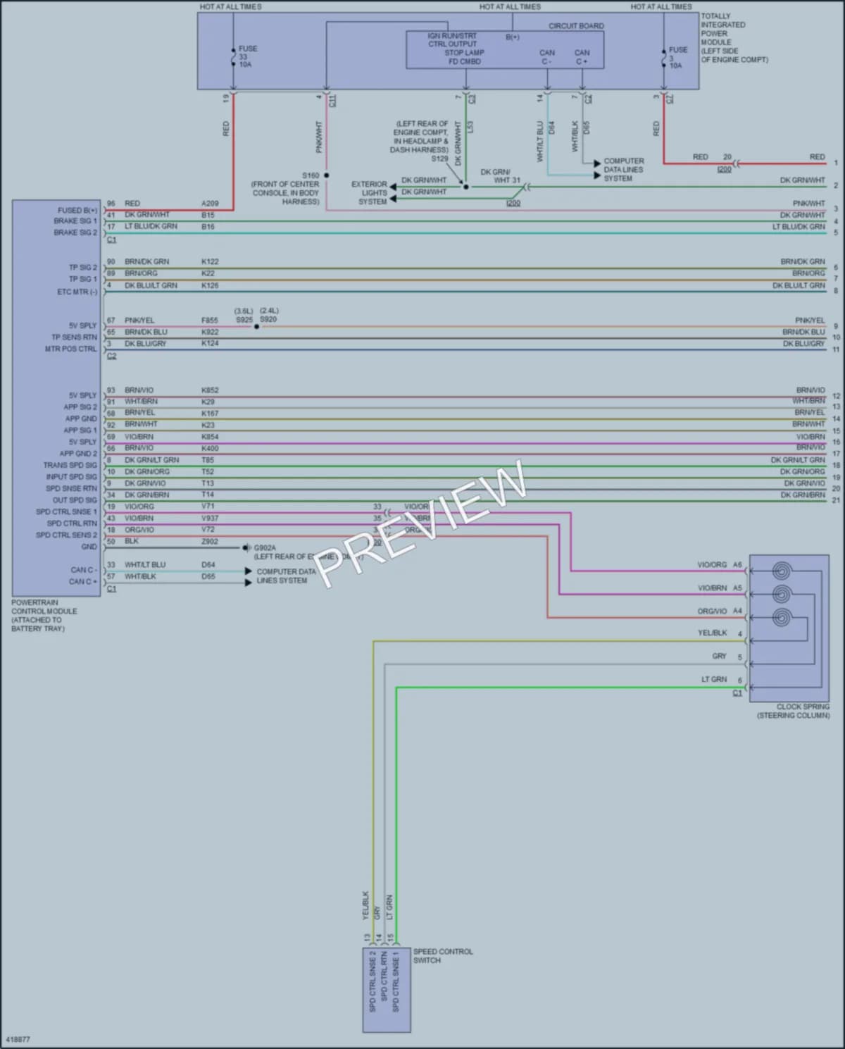2014 Chrysler 200 Cruise Control wiring diagram preview