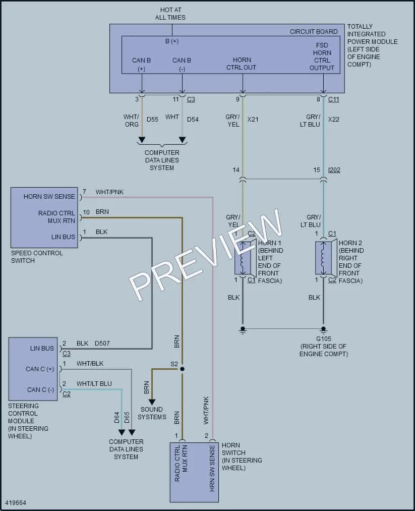 2014 Chrysler 200 Horn wiring diagram preview