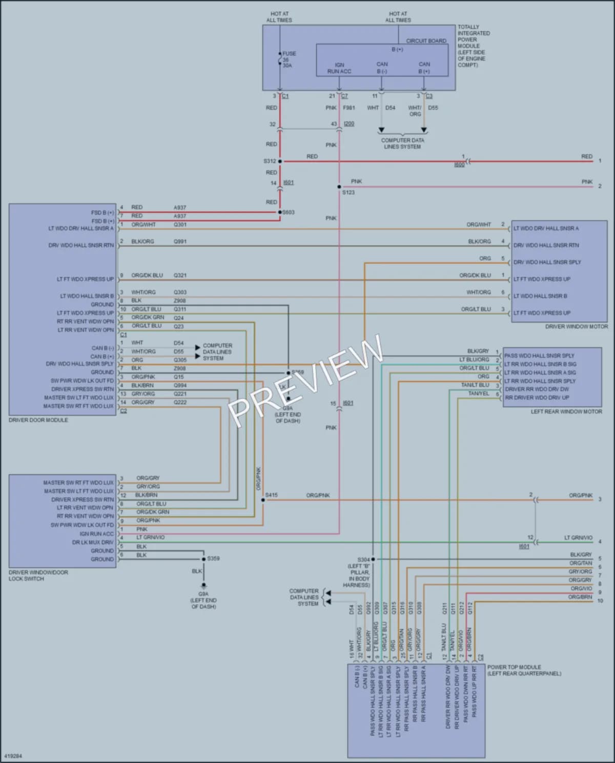 2014 Chrysler 200 Power Windows wiring diagram preview