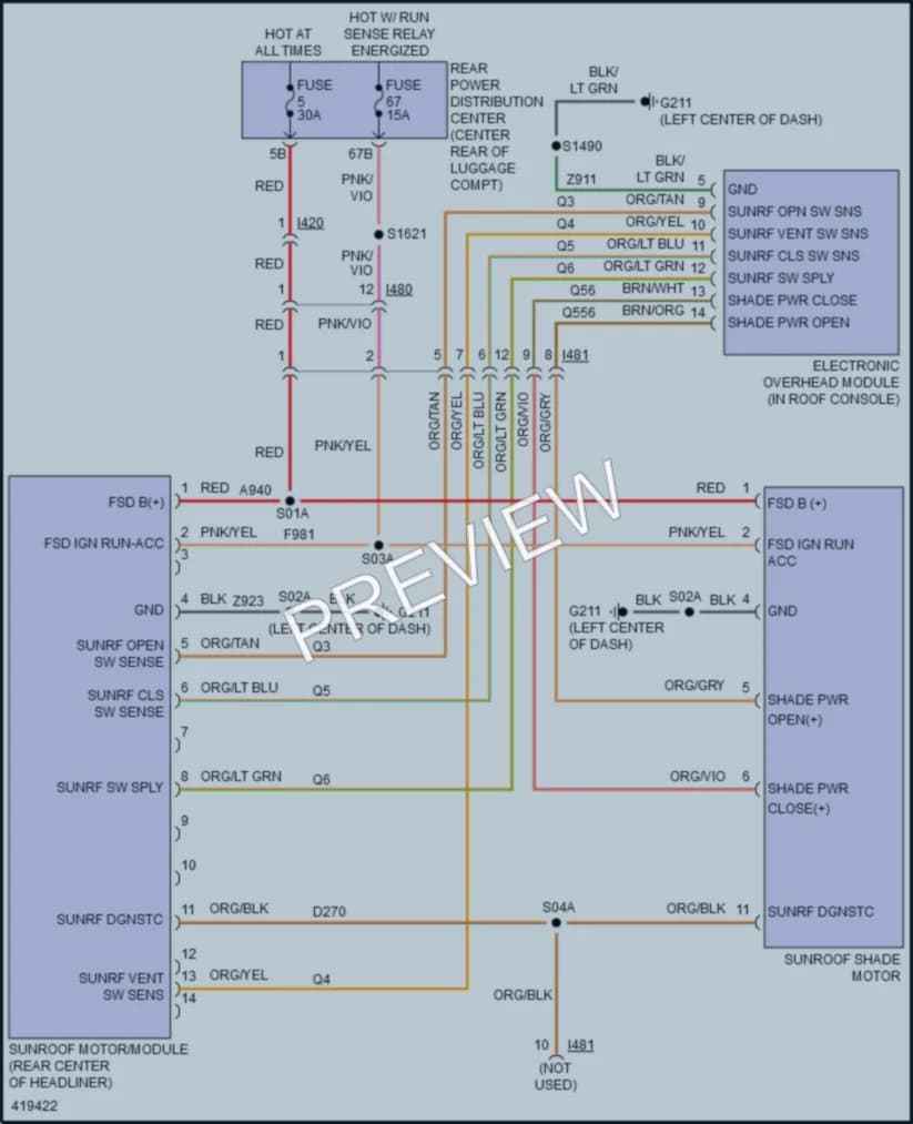 2014 Chrysler 300 Power Top Sunroof wiring diagram preview