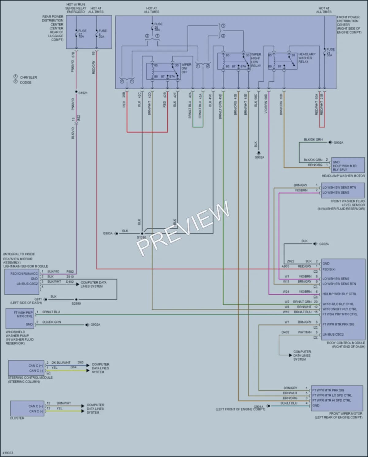 2014 Chrysler 300 Wiper Washer wiring diagram preview