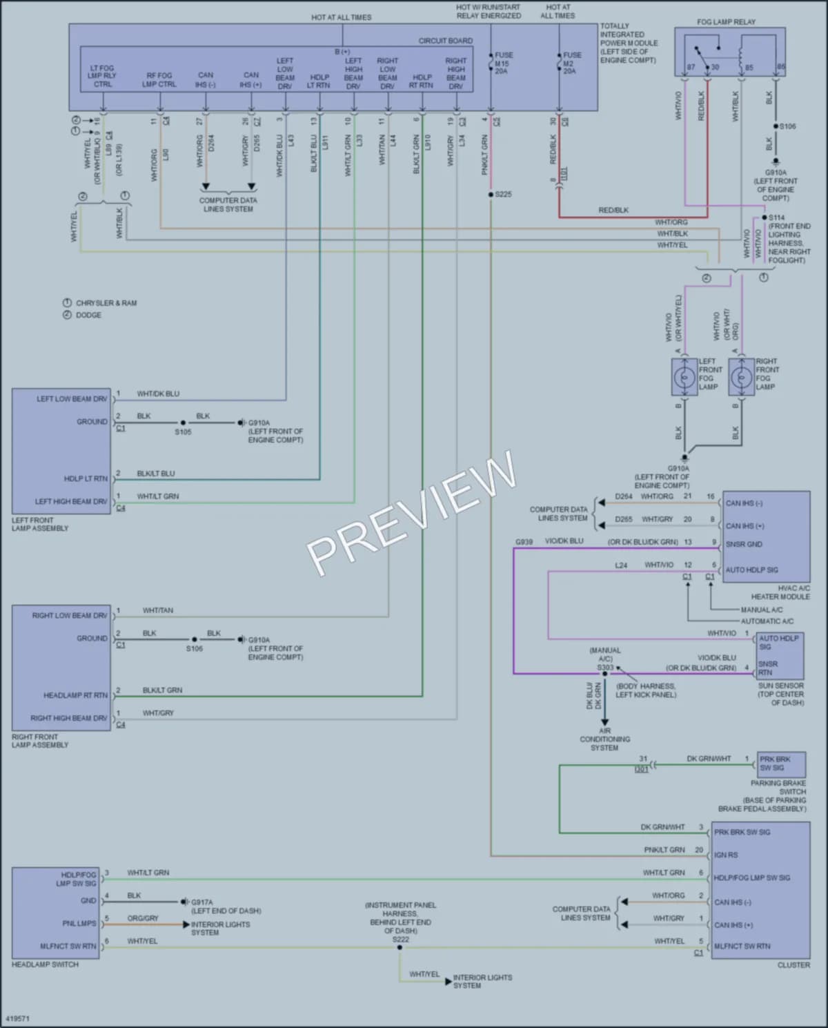 2014 Chrysler TownCountry Headlights wiring diagram preview