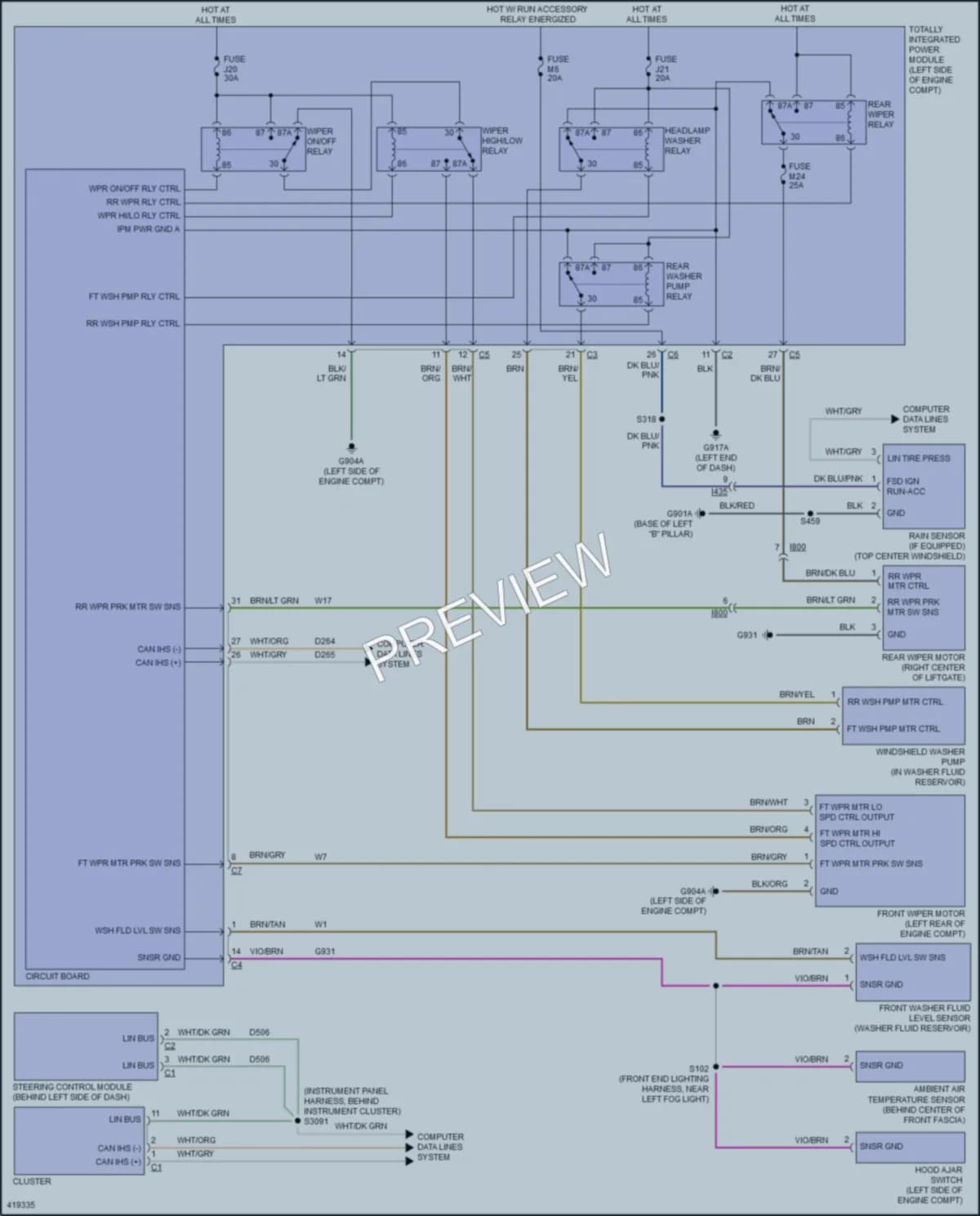 2014 Chrysler TownCountry Wiper Washer wiring diagram preview