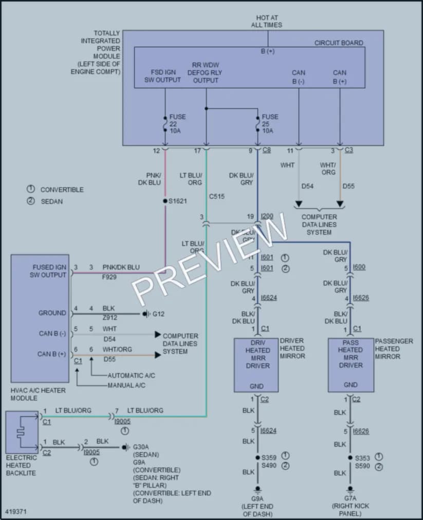 2014 Dodge Avenger Defoggers wiring diagram preview