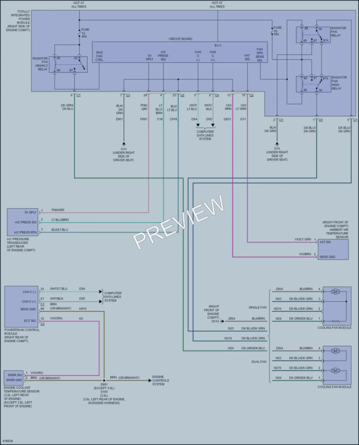 2014 Dodge Challenger Cooling Fan wiring diagram preview