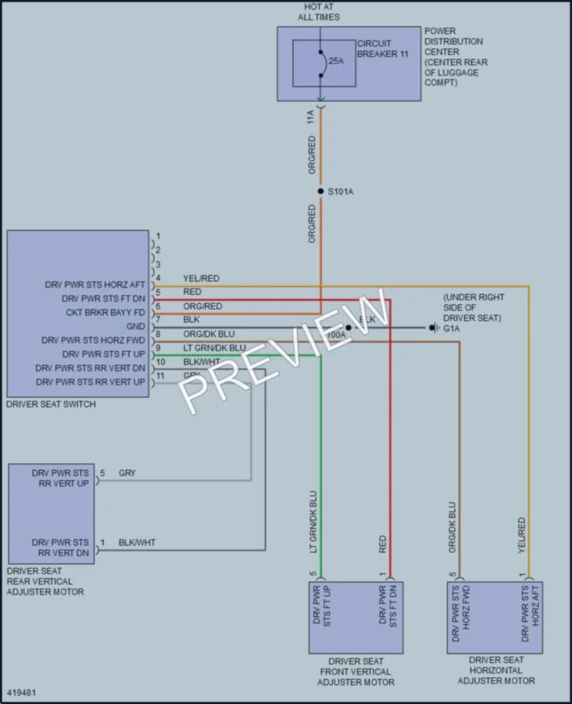2014 Dodge Challenger Power Seats wiring diagram preview