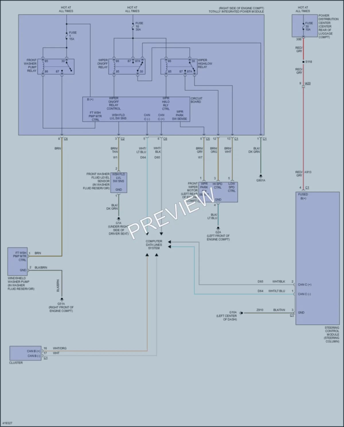 2014 Dodge Challenger Wiper Washer wiring diagram preview