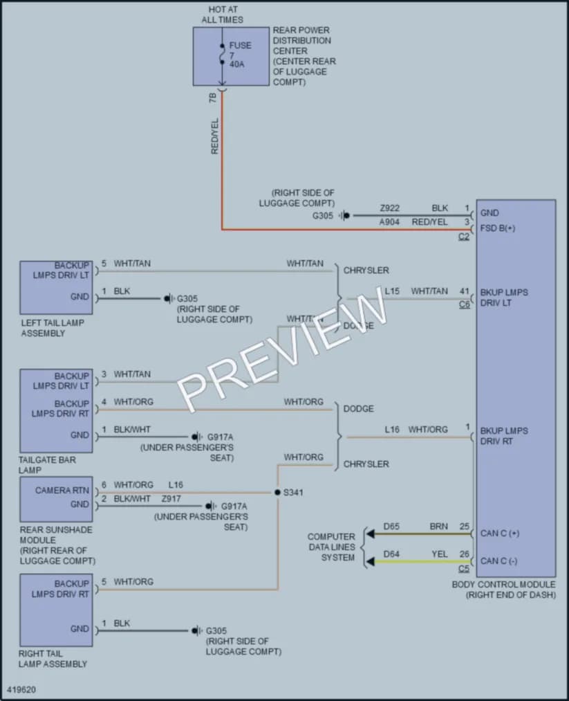 2014 Dodge Charger Exterior Lights wiring diagram preview