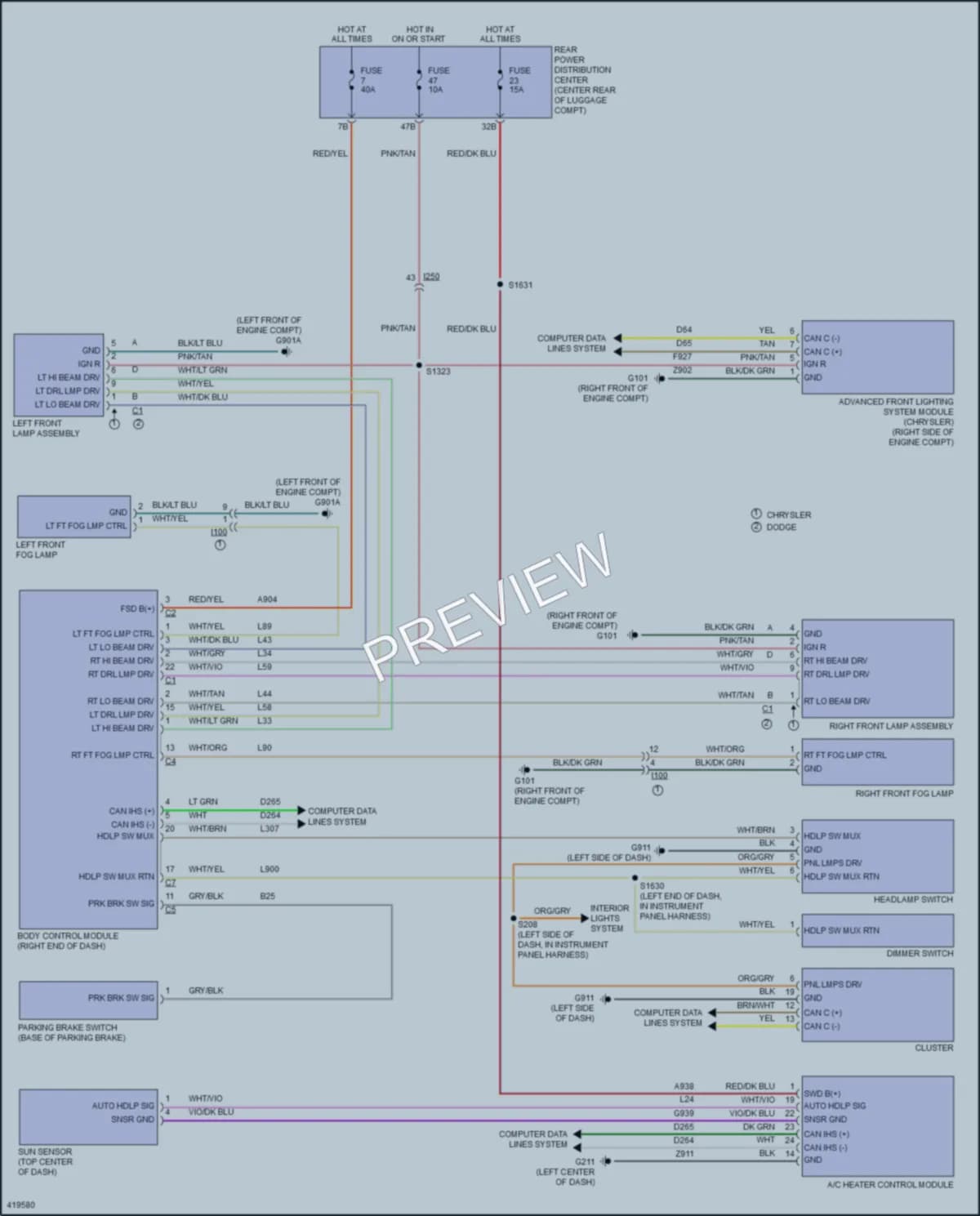 2014 Dodge Charger Headlights wiring diagram preview