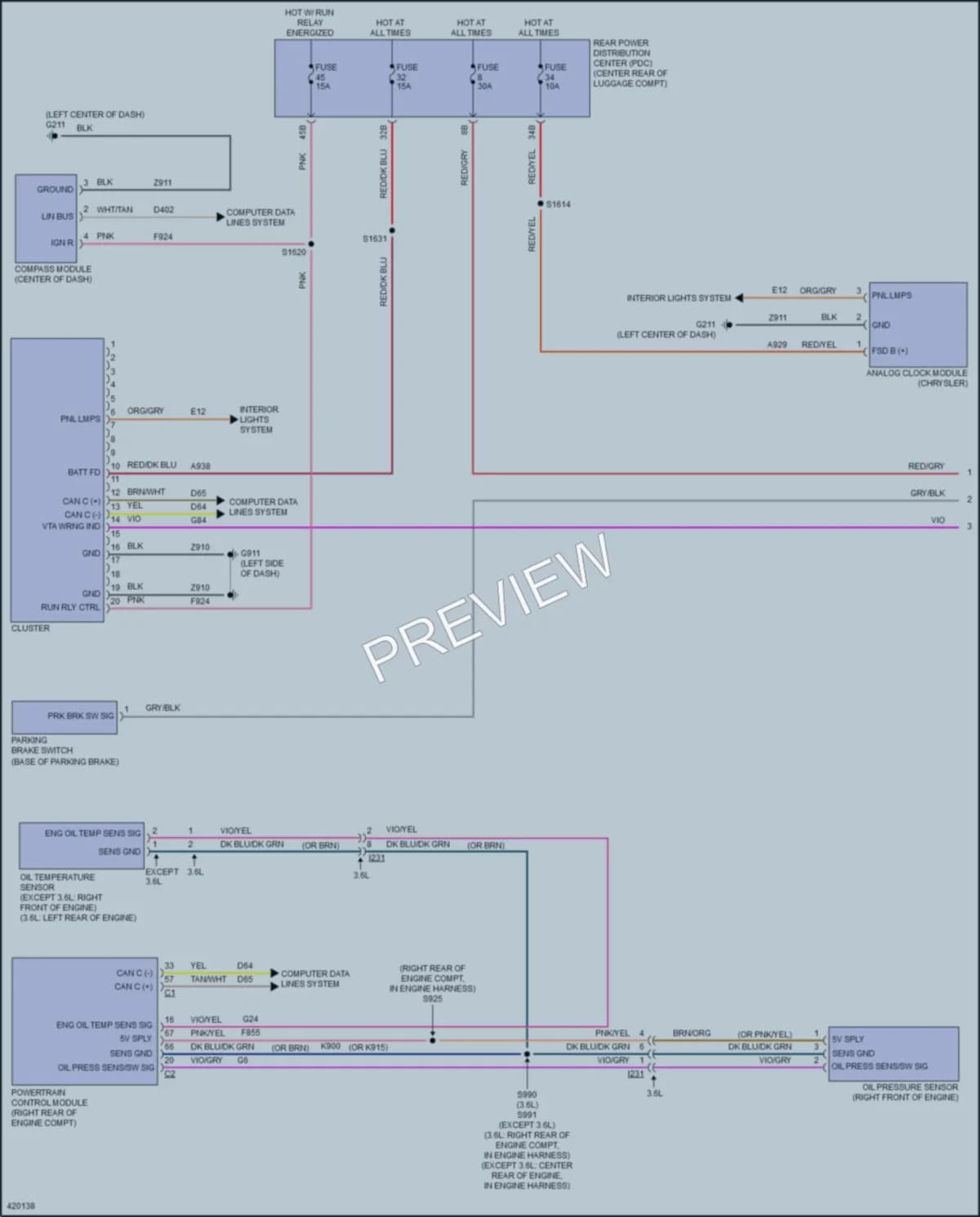2014 Dodge Charger Instrument Cluster wiring diagram preview