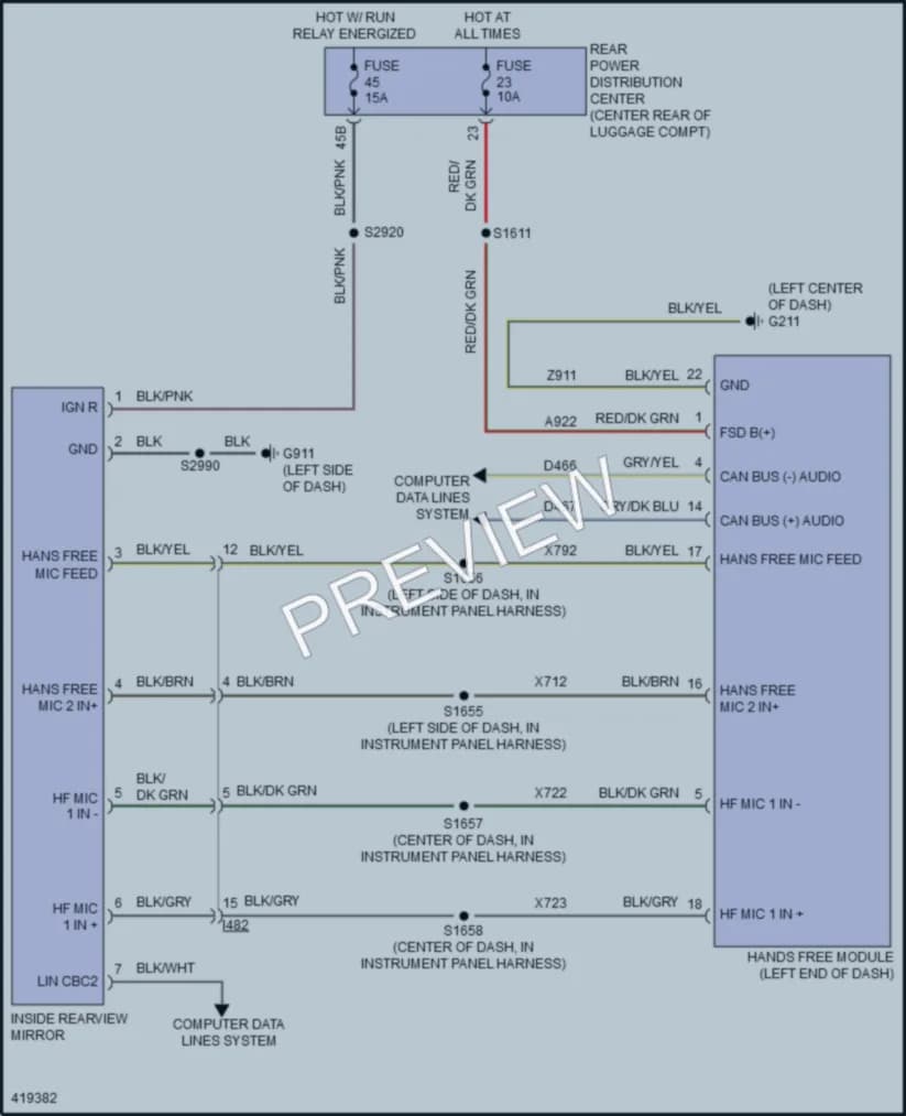 2014 Dodge Charger Power Mirrors wiring diagram preview