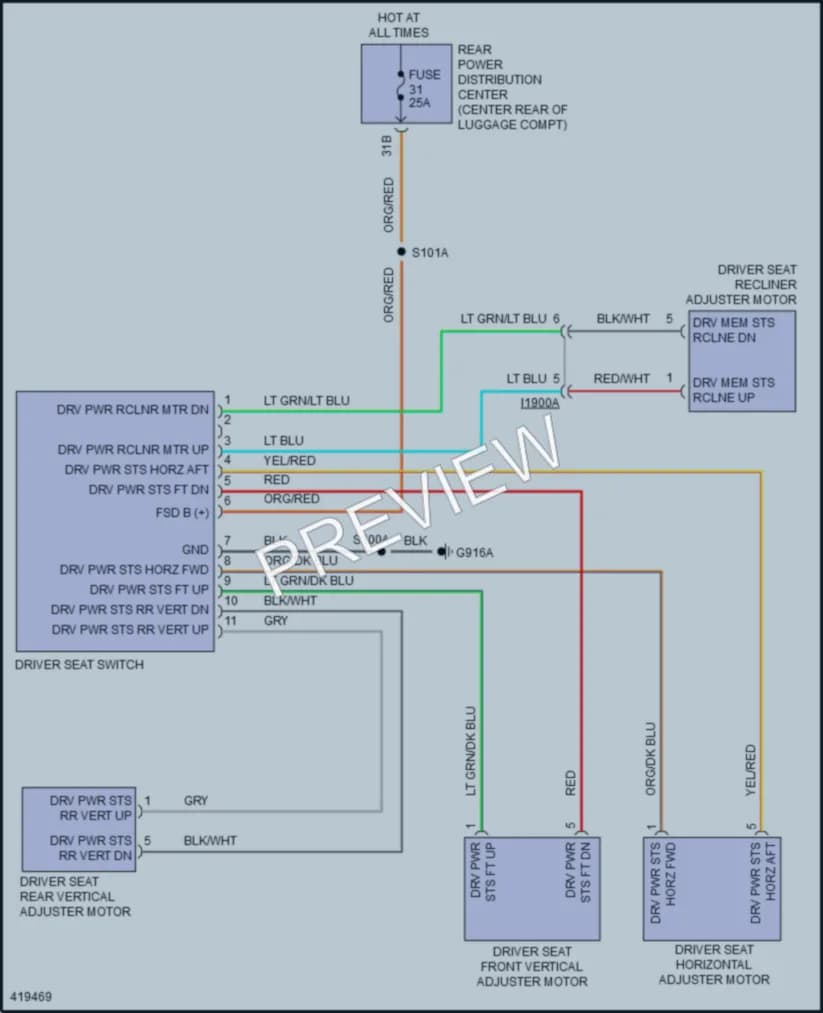 2014 Dodge Charger Power Seats wiring diagram preview