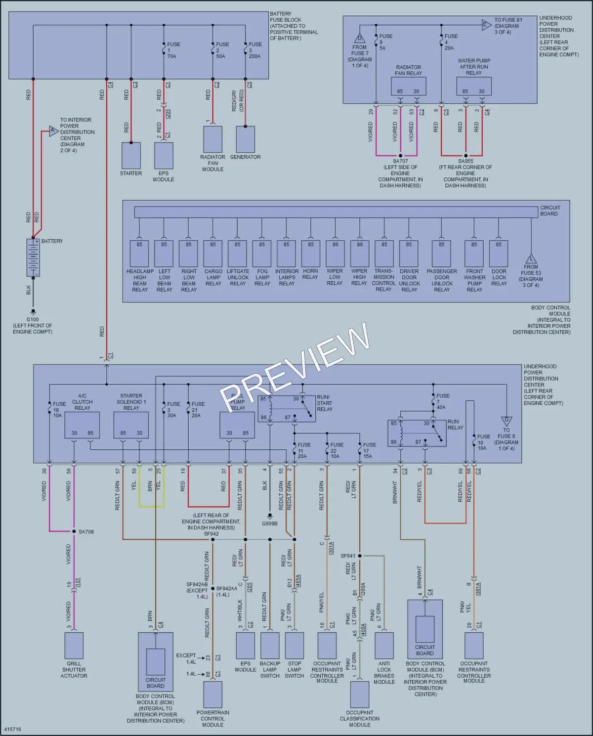 2014 Dodge Dart Power Distribution wiring diagram preview
