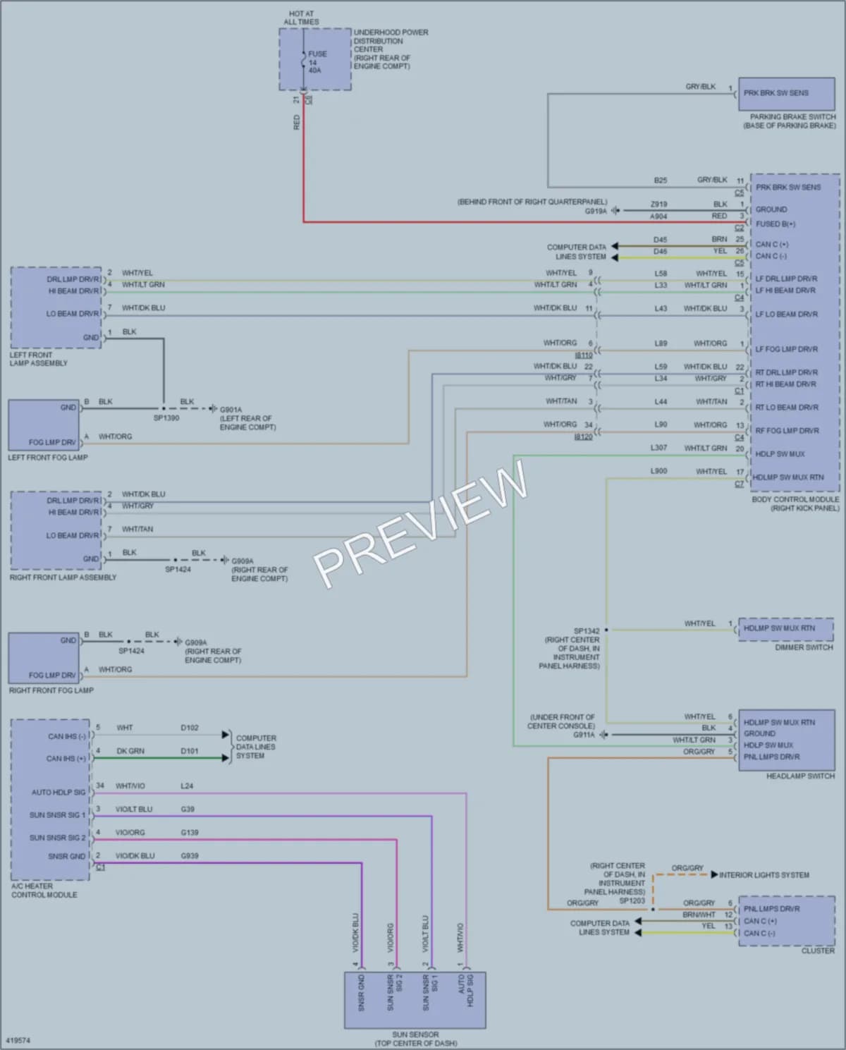 2014 Dodge Durango Headlights wiring diagram preview