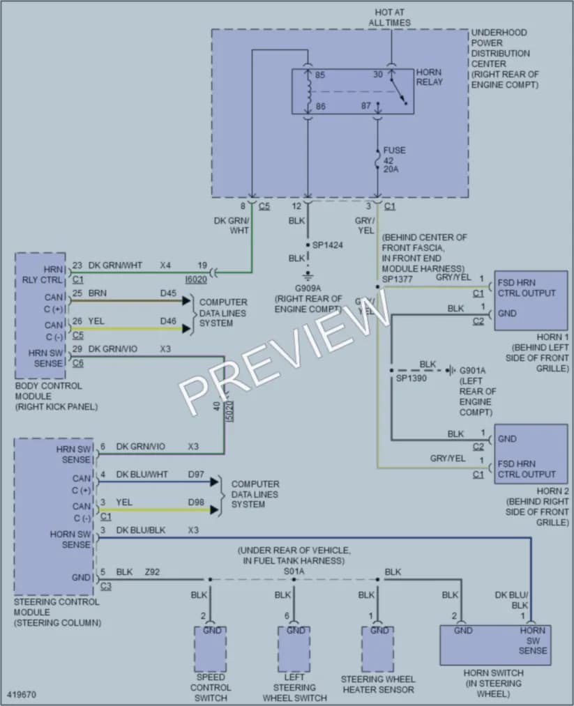 2014 Dodge Durango Horn wiring diagram preview