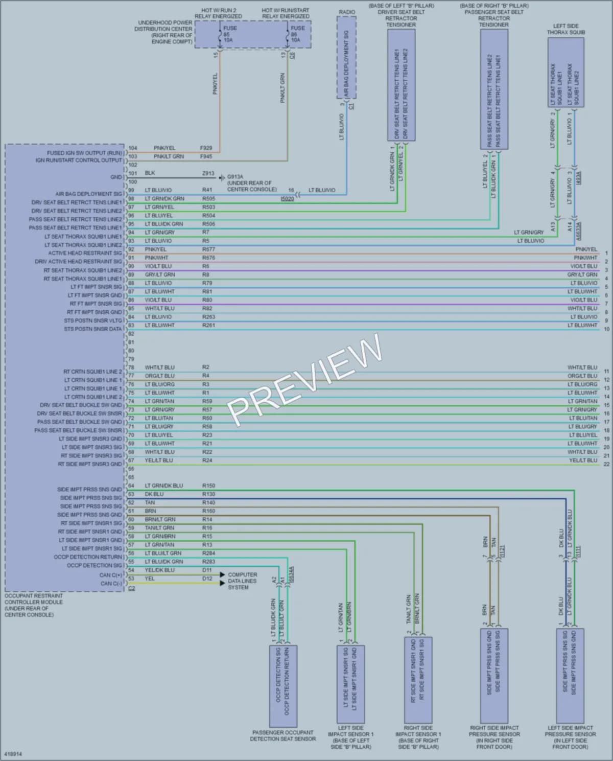 2014 Dodge Durango Supplemental Restraints wiring diagram preview