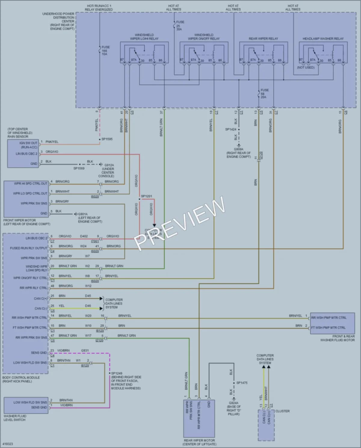 2014 Dodge Durango Wiper Washer wiring diagram preview