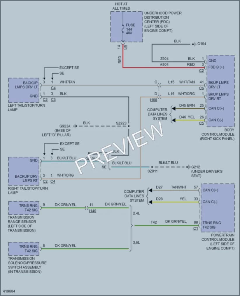 2014 Dodge Journey Exterior Lights wiring diagram preview
