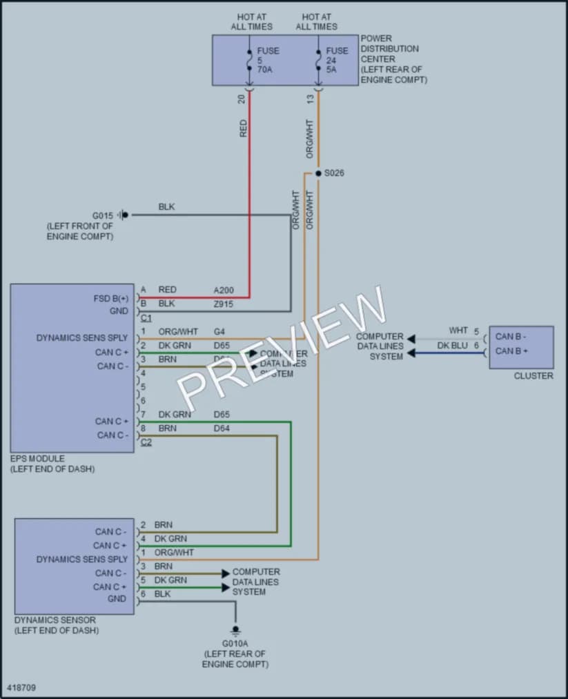 2014 Fiat 500 Electronic Power Steering wiring diagram preview