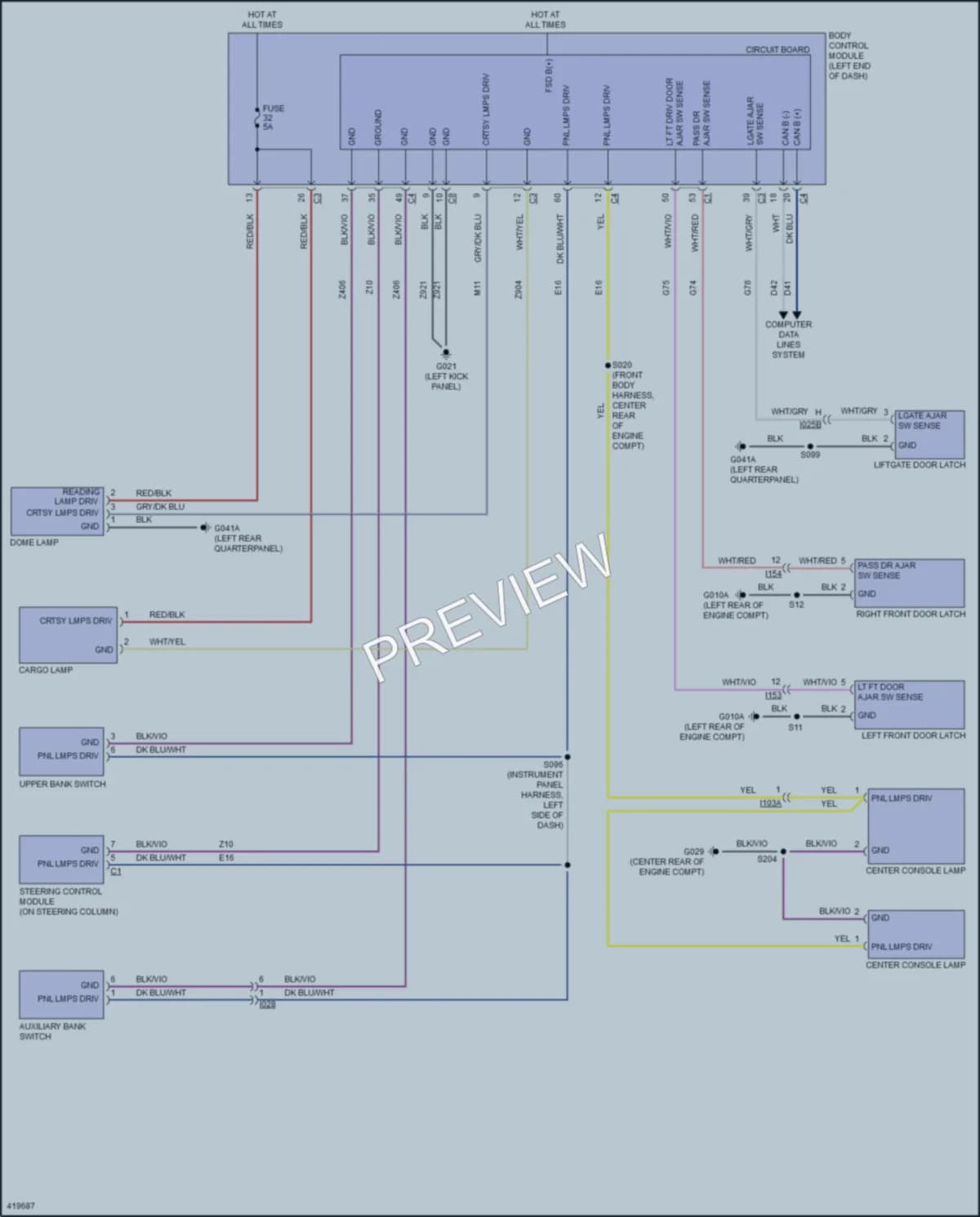 2014 Fiat 500 Interior Lights wiring diagram preview
