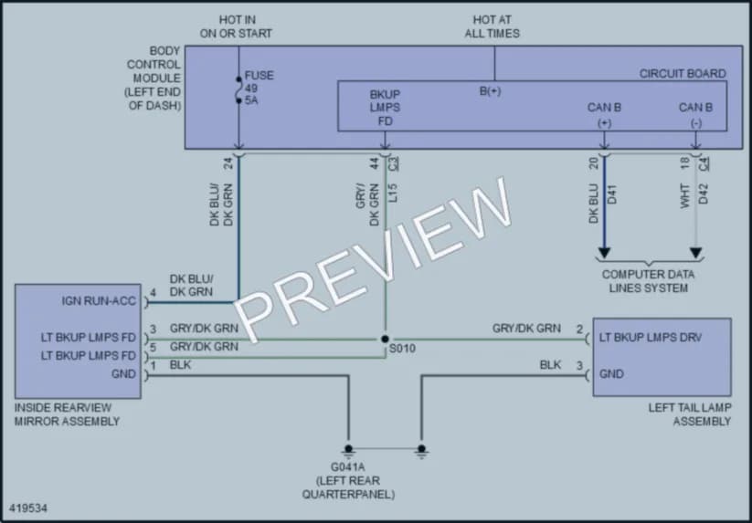2014 Fiat 500 Power Mirrors wiring diagram preview