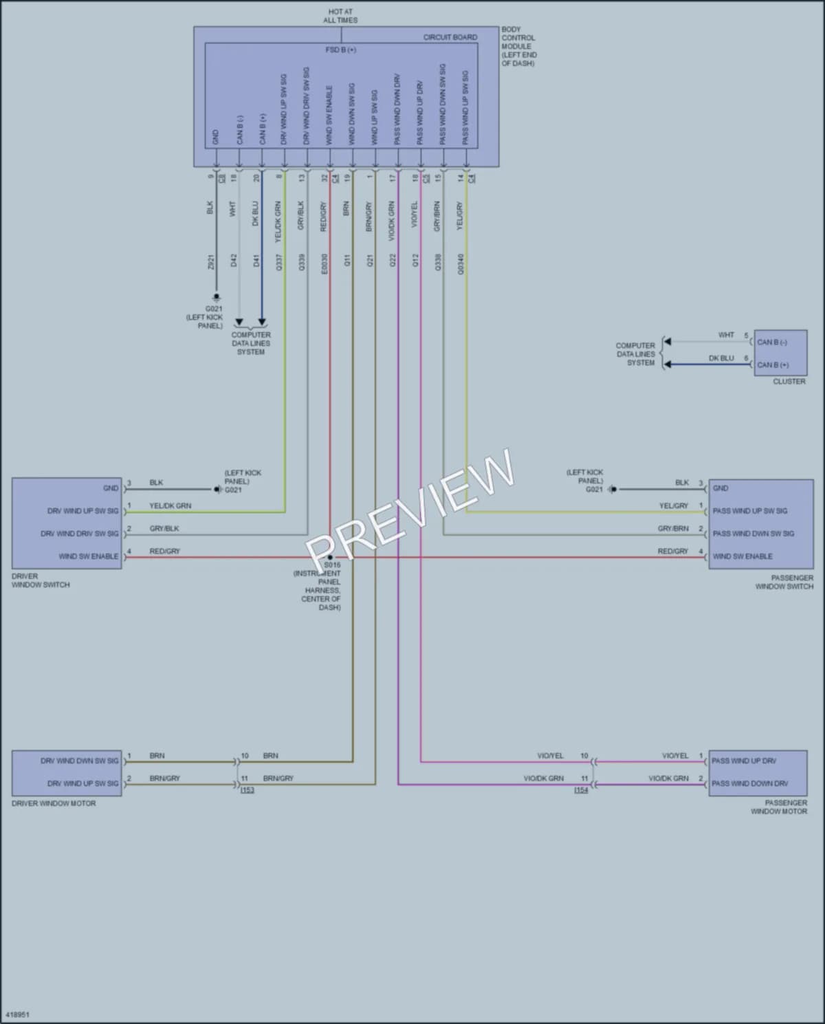2014 Fiat 500 Power Windows wiring diagram preview
