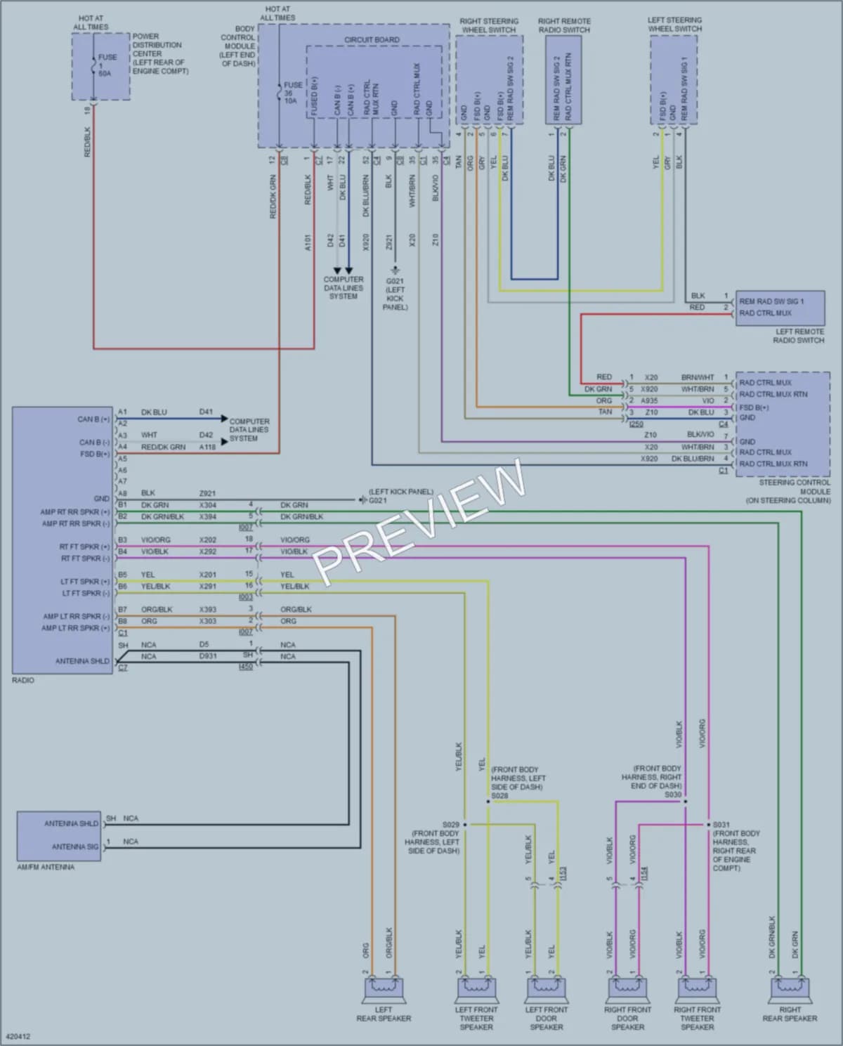 2014 Fiat 500 Radio wiring diagram preview