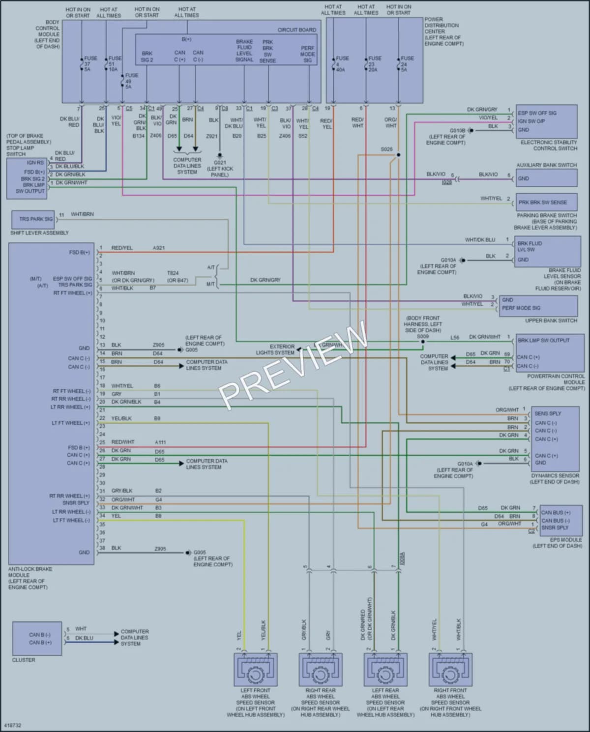 2014 Fiat 500C Anti Lock Brakes wiring diagram preview