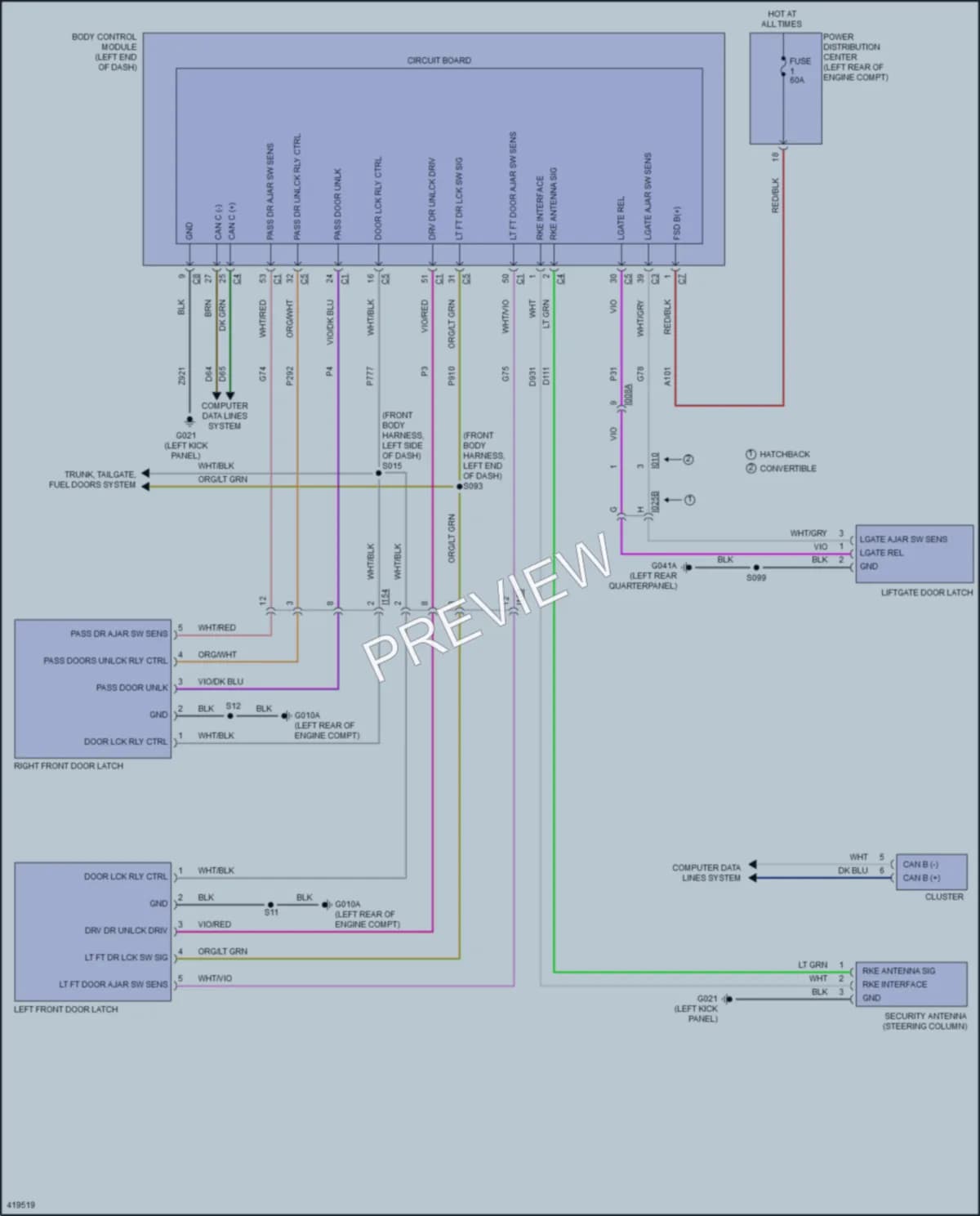 2014 Fiat 500C Power Door Locks wiring diagram preview