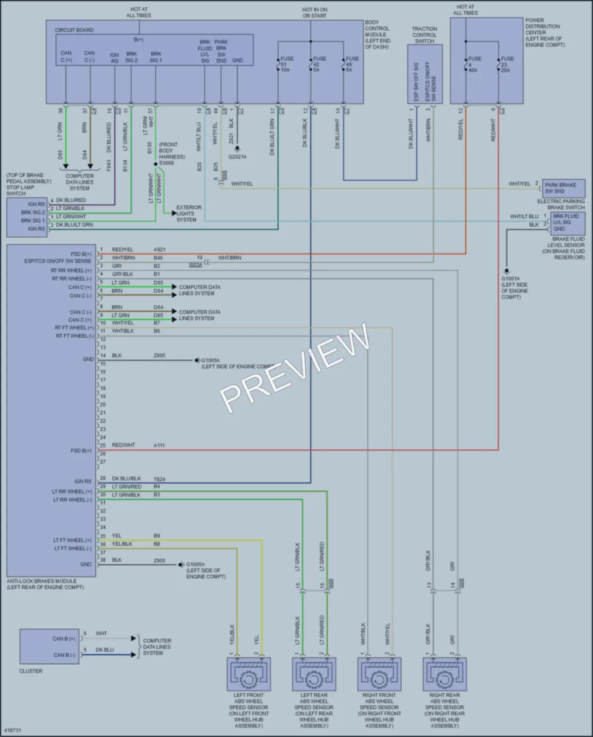 2014 Fiat 500L Anti Lock Brakes wiring diagram preview