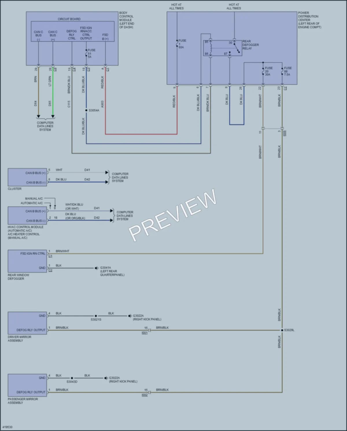 2014 Fiat 500L Defoggers wiring diagram preview