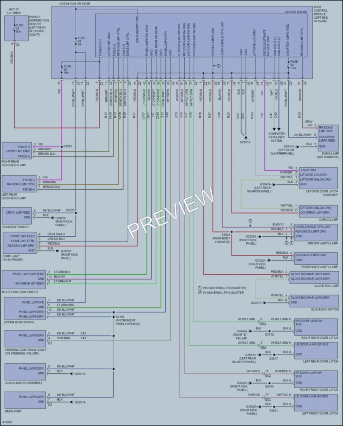 2014 Fiat 500L Interior Lights wiring diagram preview