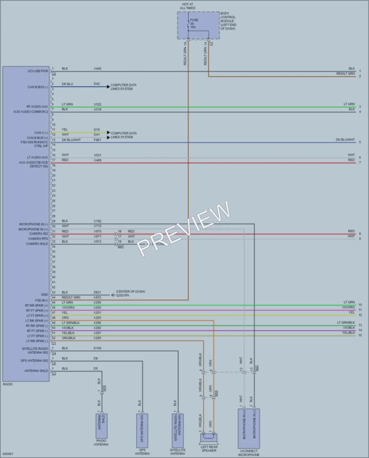 2014 Fiat 500L Navigation wiring diagram preview
