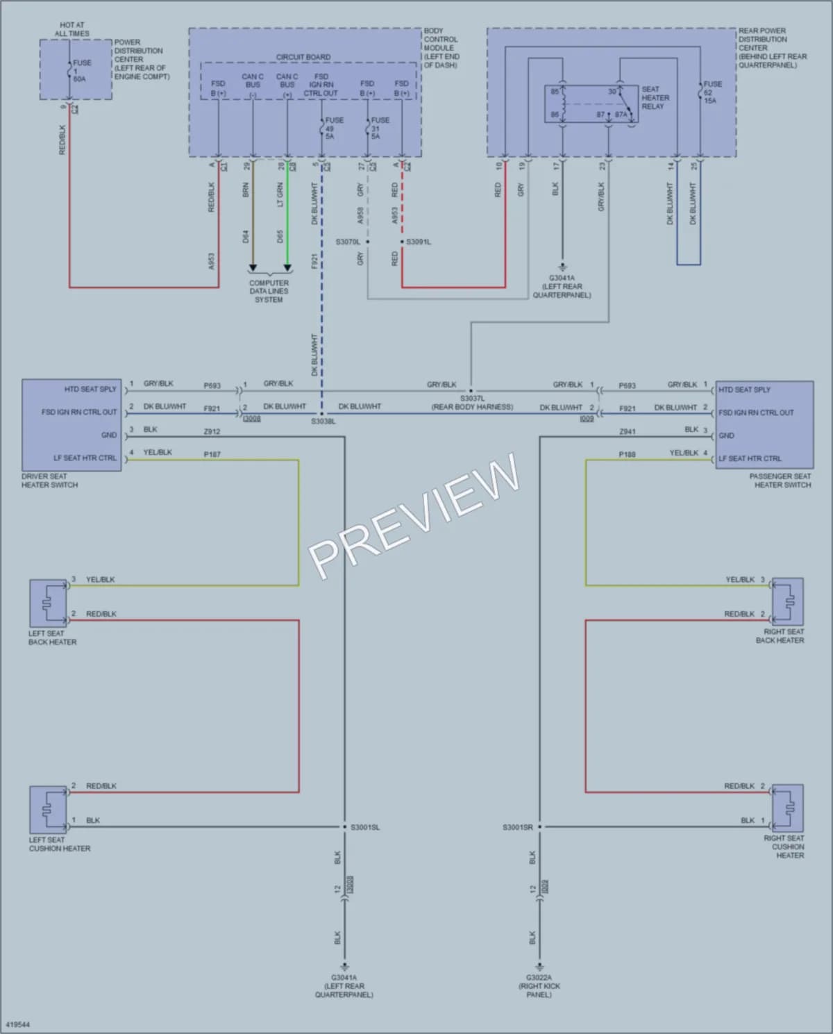 2014 Fiat 500L Power Seats wiring diagram preview