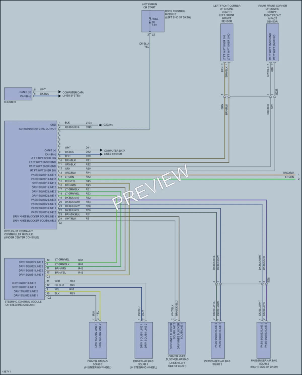 2014 Fiat 500L Supplemental Restraints wiring diagram preview