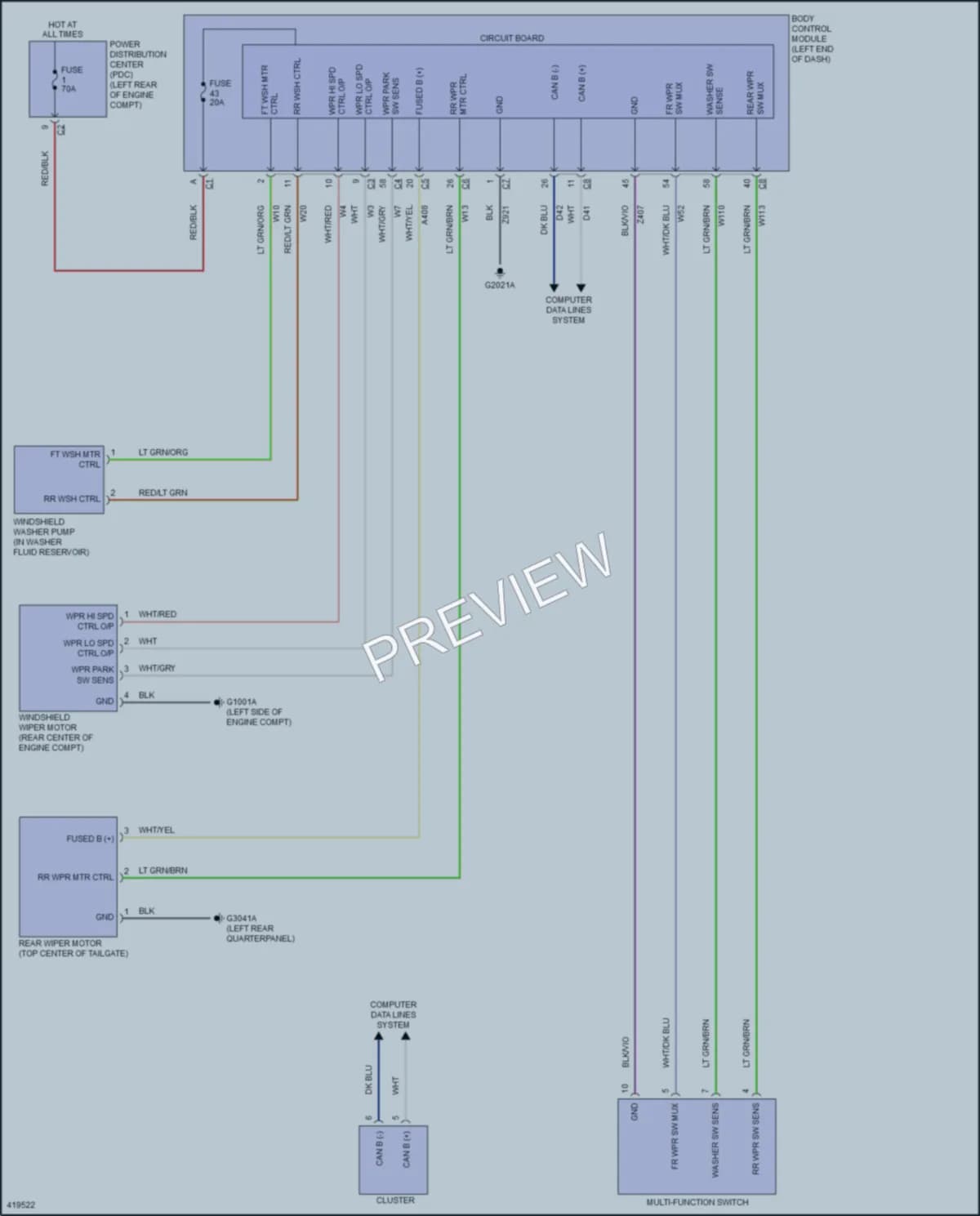 2014 Fiat 500L Wiper Washer wiring diagram preview