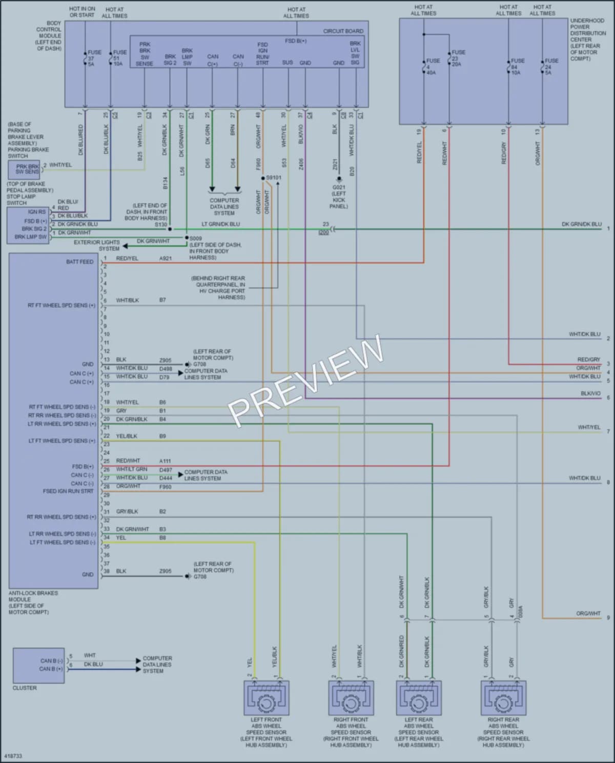 2014 Fiat 500e Anti Lock Brakes wiring diagram preview