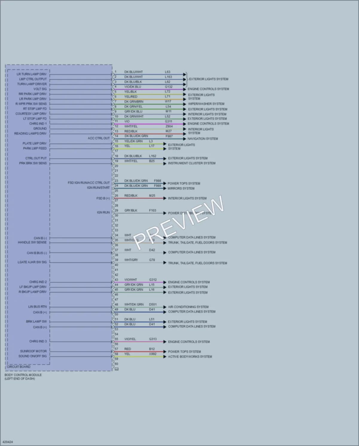 2014 Fiat 500e Body Control Modules wiring diagram preview