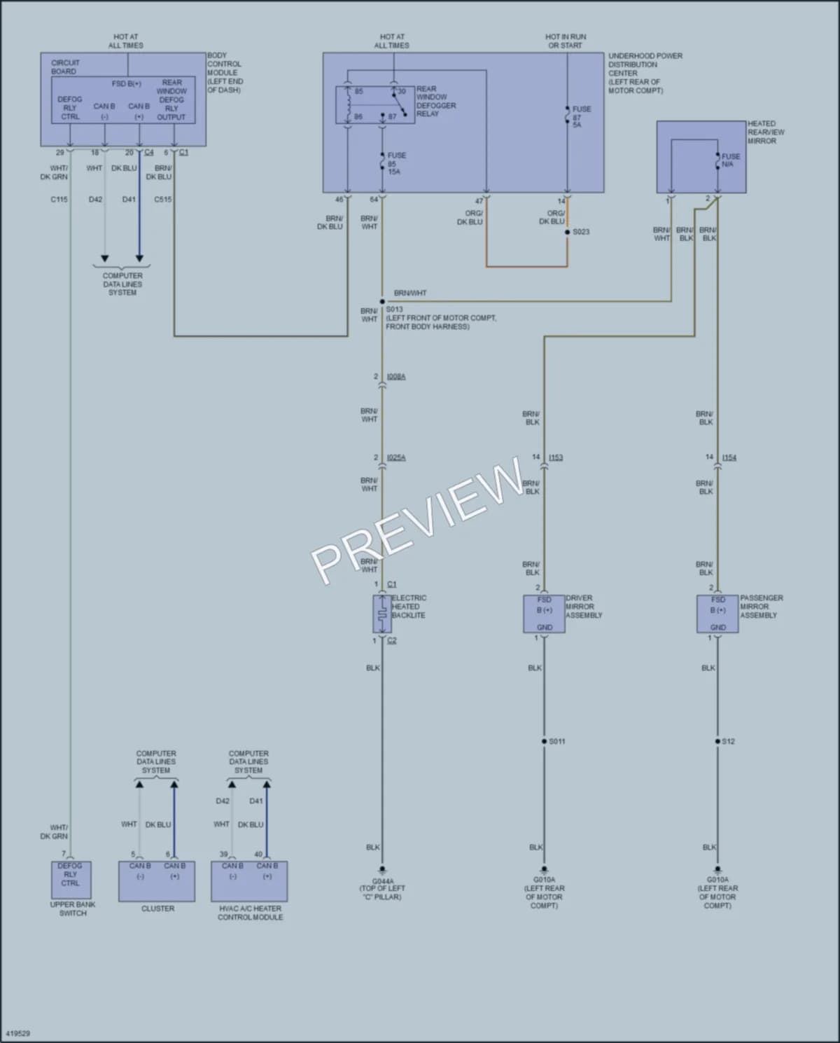 2014 Fiat 500e Defoggers wiring diagram preview